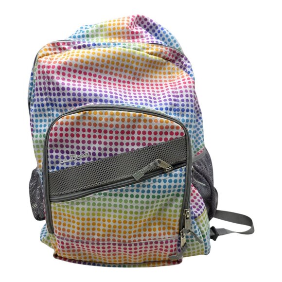 LL Bean Backpack Rainbow Polka Dot Book Bag Kids School Multicolor Mesh Pockets - Picture 1 of 11